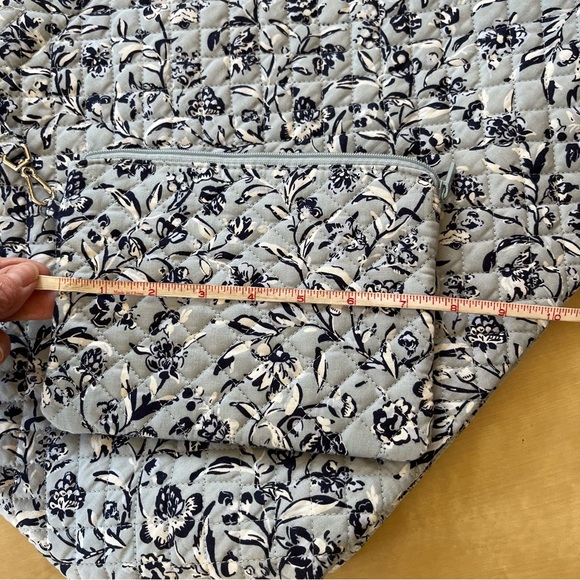 Vera Bradley Light Blue and Navy Quilted Floral Tote with Zip Pouch - Picture 10 of 14